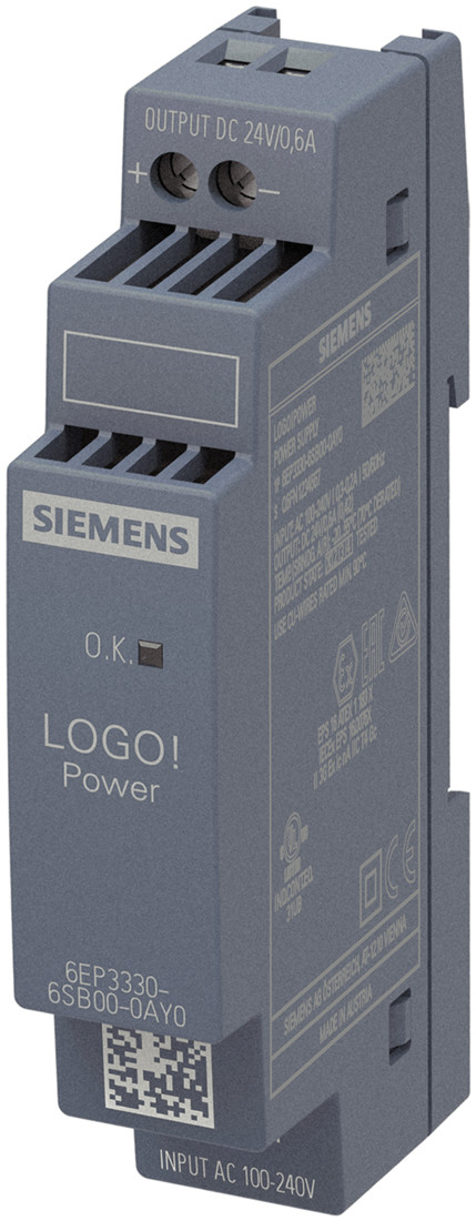 Siemens 6EP3330-6SB00-0AY0 LOGO POWER 24 V/0.6 A Блок питания стабилизированный 100-240В 24В/0.6A - фото 1 - id-p116773480