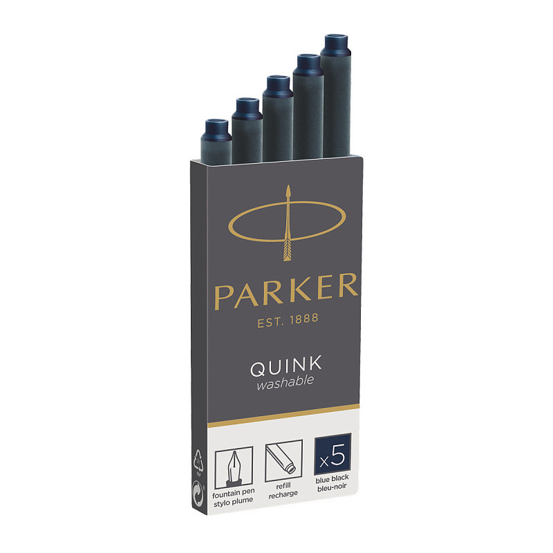 Картридж с чернилами QUINK для перьевой ручки, LONG, упаковка из 5 шт., смываемые темно-синие чернила, - фото 1 - id-p118518873