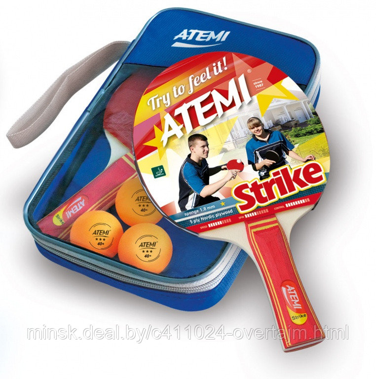 Набор настольного тенниса NEW Atemi Strike (2 ракетка+ 3 мяча)