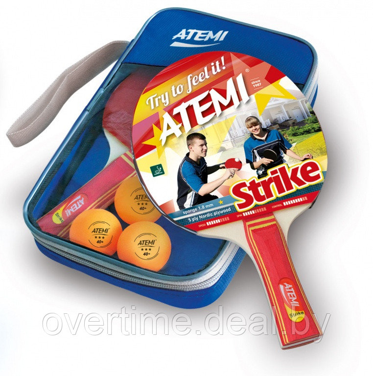 Набор настольного тенниса NEW Atemi Strike (2 ракетка+ 3 мяча) - фото 1 - id-p118524137
