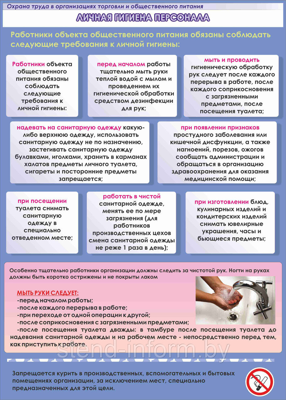 ПЛАКАТ №129 Гигиена персонала р-р 40*57 см на пластике