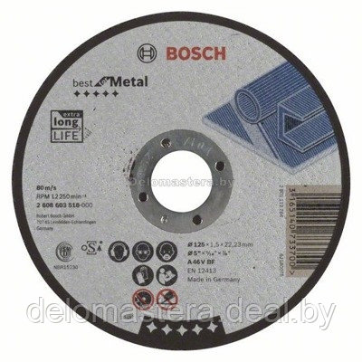 Отрезные и обдирочные круги Bosch Отрезной круг Best по металлу 125x1,5, прямой (2608603518) - фото 1 - id-p118527155