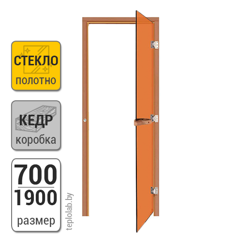 Дверь стеклянная для бани SAWO, бронза, 700х1900 - фото 1 - id-p74381345