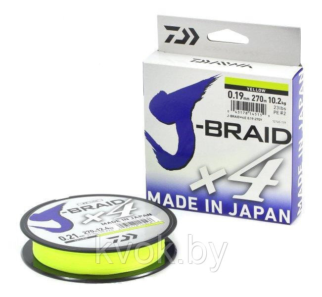 Плетеный шнур Daiwa J-Braid x4 135 м (желтый) - фото 1 - id-p118566211