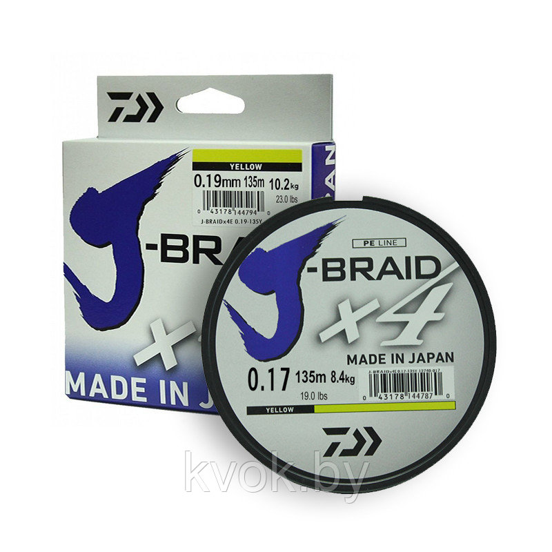 Плетеный шнур Daiwa J-Braid x4 135 м (желтый) - фото 2 - id-p118566211