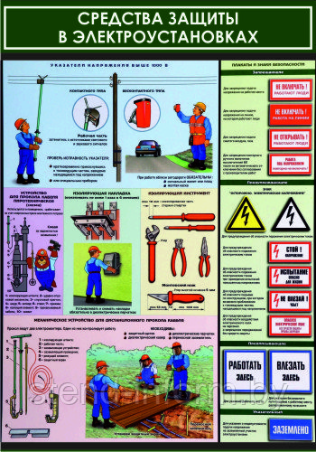 ПЛАКАТ №143 а Средства защиты в электроустановках  р-р 50*70 см, на пластике