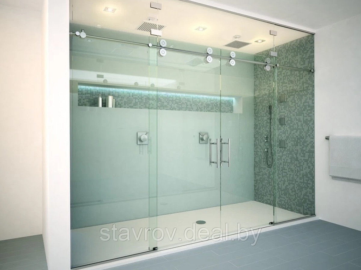 Раздвижная система из стекла в ванную комнату - фото 3 - id-p118618086