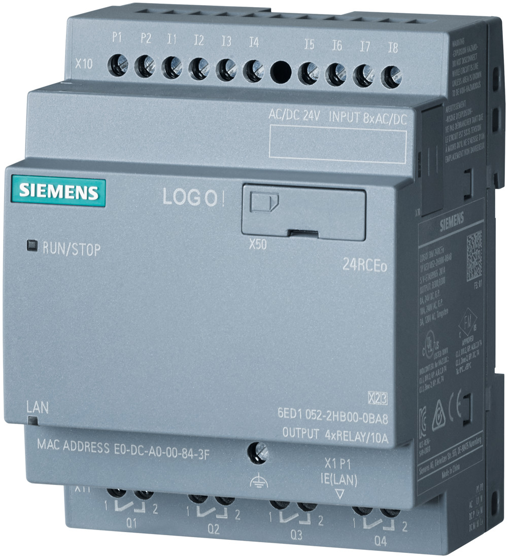 Siemens 6ED1052-2HB08-0BA0 LOGO 24RCEO AC Логический модуль без дисплея =24 В/~24 В/реле, 8 DI/4DO