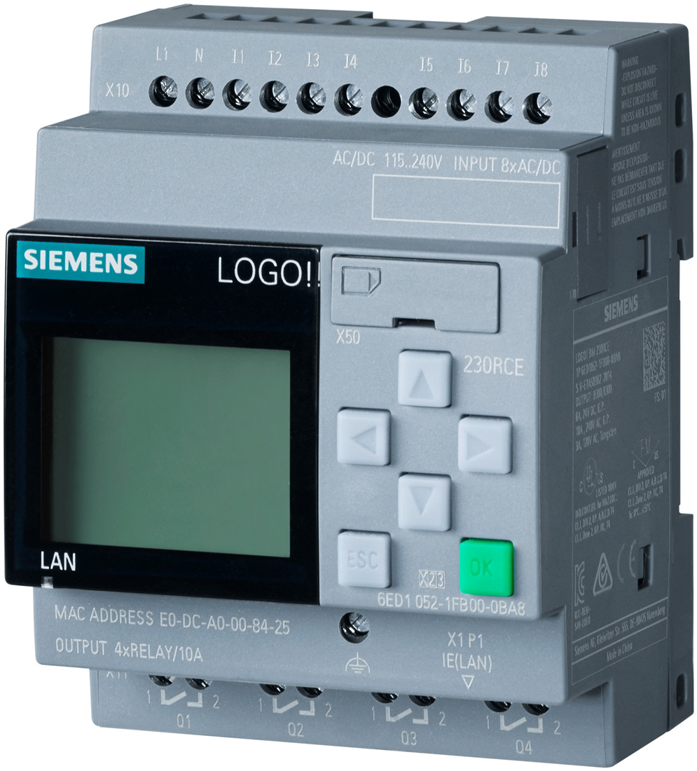 Siemens 6ED1052-1FB08-0BA0 LOGO 230RCE Логический модуль с дисплеем 115 В/230 В, 8 DI/4DO