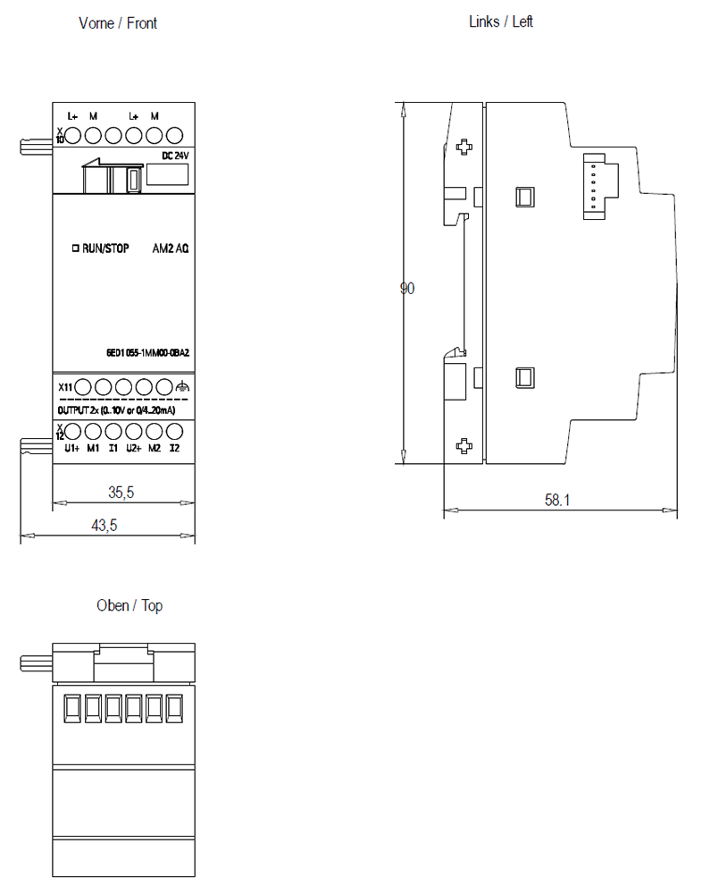 Siemens 6ED1055-1MM00-0BA2 LOGO AM2 AQ Модуль расширения 24 В 0/4-20mA, 2AQ - фото 2 - id-p116773412