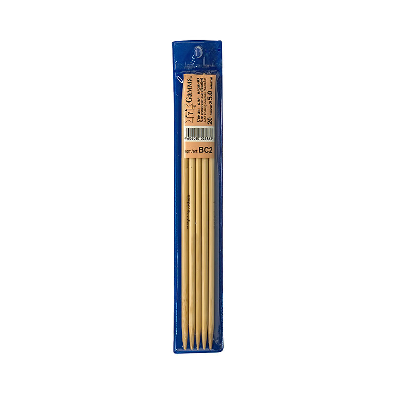 Спицы чулочные 5-ти комплектные бамбуковые 3 мм 20 см Gamma - фото 1 - id-p118687270
