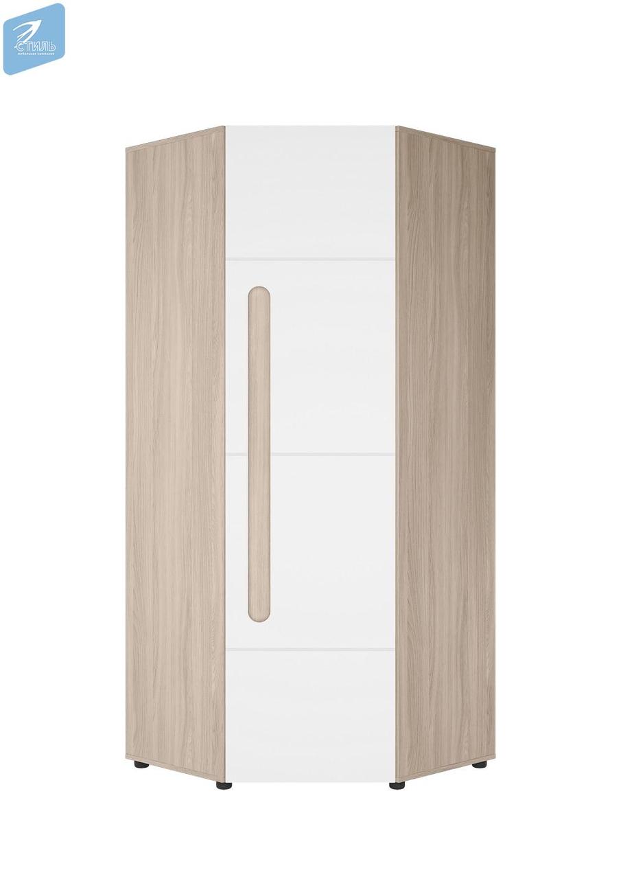 Шкаф ШК-013 угловой 45゜ Палермо-3 - Ясень шимо светлый / Белый глянец