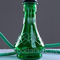 Кальян "Геометрия", 48см, 2 трубки, колба резная, зелёная, шахта чёрный хром, фото 2