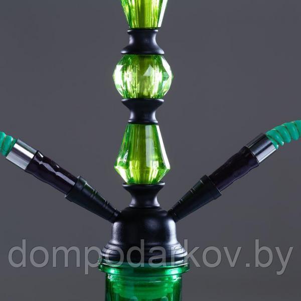 Кальян "Геометрия", 48см, 2 трубки, колба резная, зелёная, шахта чёрный хром - фото 3 - id-p118704317