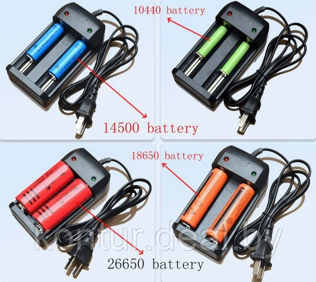 Двойное зарядное устройство для литий-ионных аккумуляторов типа 18650; 26650; 18500; 17670; 14500; 16340 - фото 3 - id-p7231413