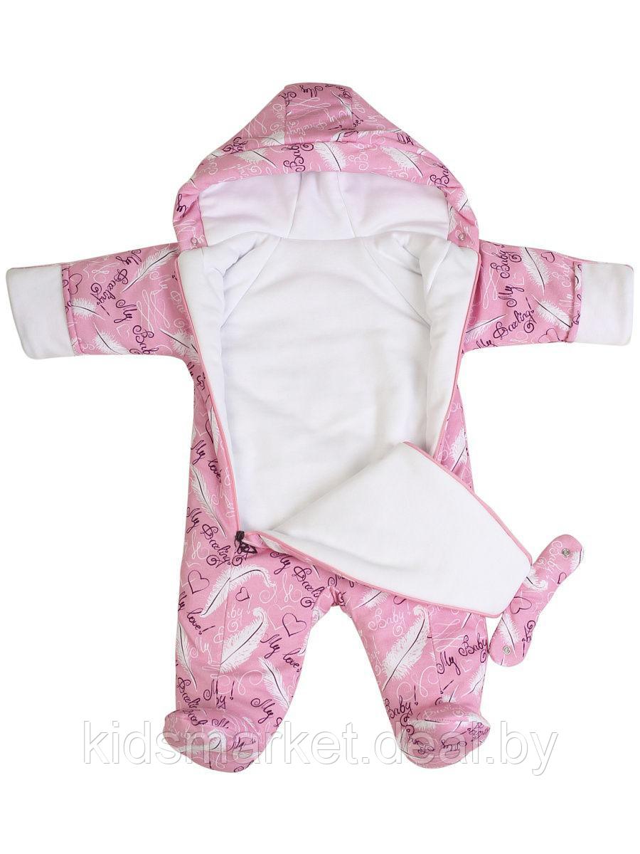 Комбинезон детский утепленный Baby Smile розовый (размеры 62,68,74) - фото 3 - id-p118722504