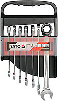 Ключи рожково-накидные c трещотко [набор 7пр]CrV "Yato" YT-0208