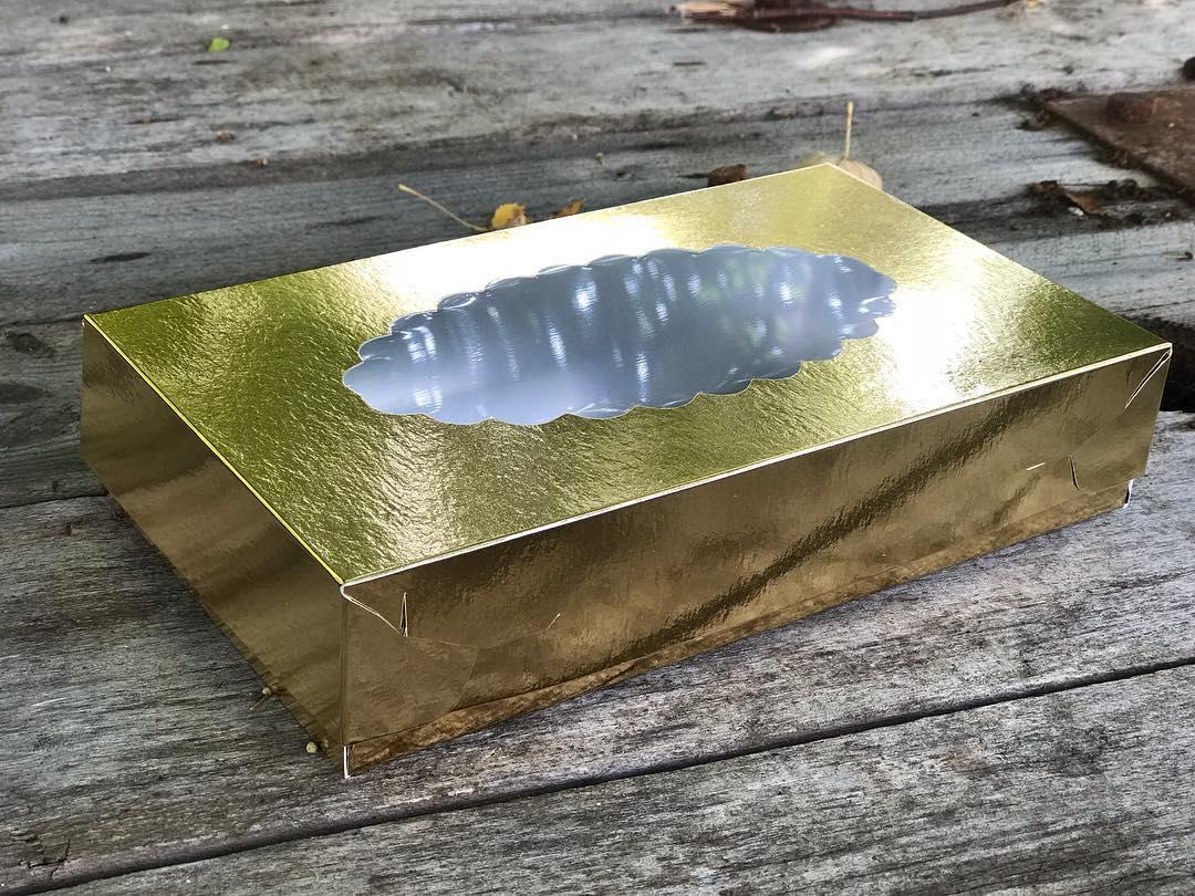 Коробка для эклеров с окном, Золотая, 240х140х h50 мм - фото 2 - id-p117796637