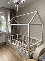 Детская кровать домик с ящиками "Лотос-7" цвет белый