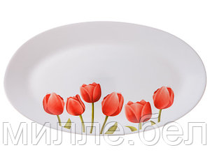 Блюдо стеклокерамическое, 320 мм, овальное, серия Сад тюльпанов, DIVA LA OPALA (Collection Ivory)