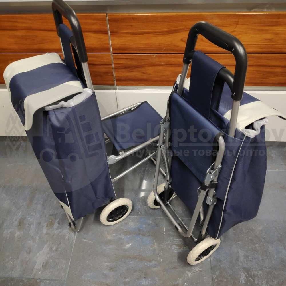 Сумка-тележка со стульчиком (80 кг) хозяйственная на колёсах, 1 отдел на клапане - фото 3 - id-p118861536