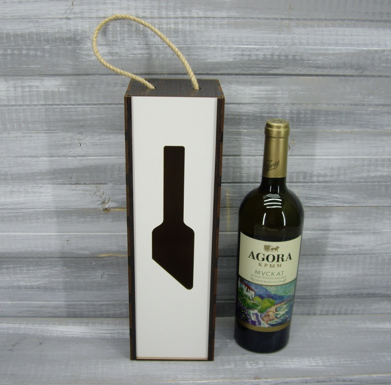 Пенал для вина с гравировкой полбутылки, цвет: венге+белый