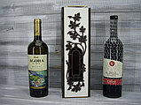 Пенал для вина венге с накладкой белого цвета окно, увитое лозой, фото 2