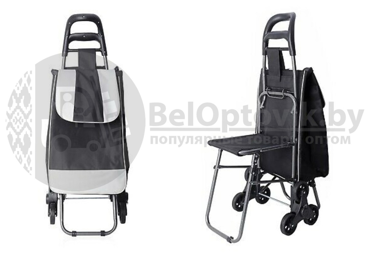 Сумка-тележка хозяйственная с тройными колесами со стульчиком (до 80кг) для покупок. Легко катить по прямой - фото 4 - id-p118864879