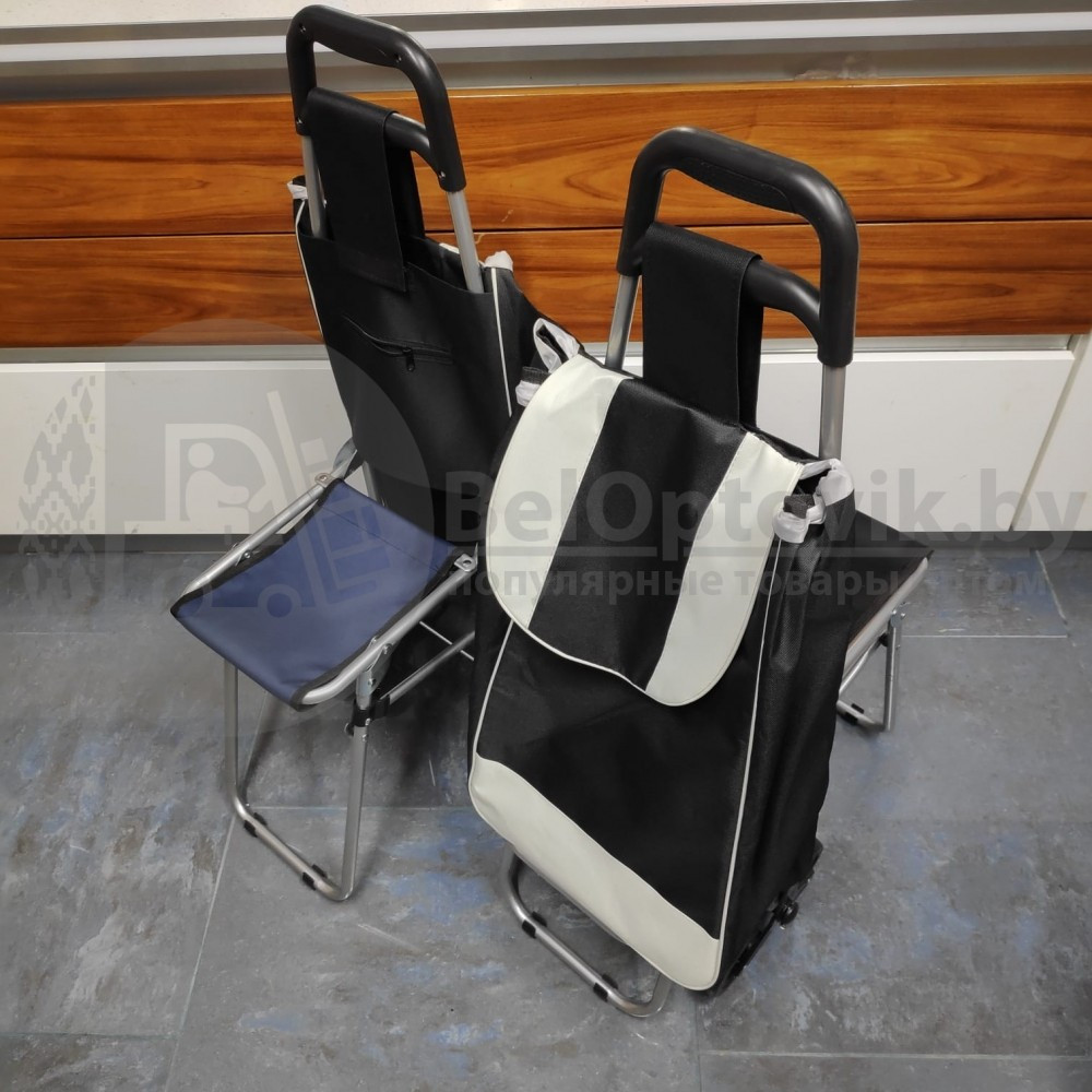 Сумка-тележка хозяйственная с тройными колесами со стульчиком (до 80кг) для покупок. Легко катить по прямой - фото 3 - id-p118864879