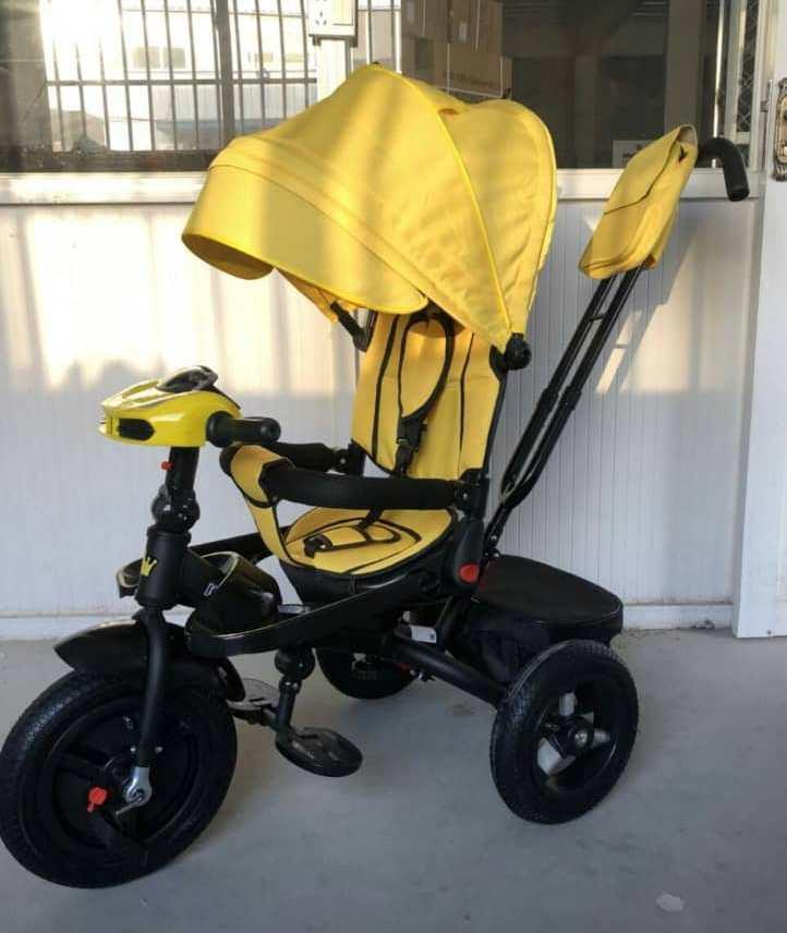 Трехколесный велосипед  Kinder Trike Comfort  (положение лежа) надувные колеса 12\10(желтый)
