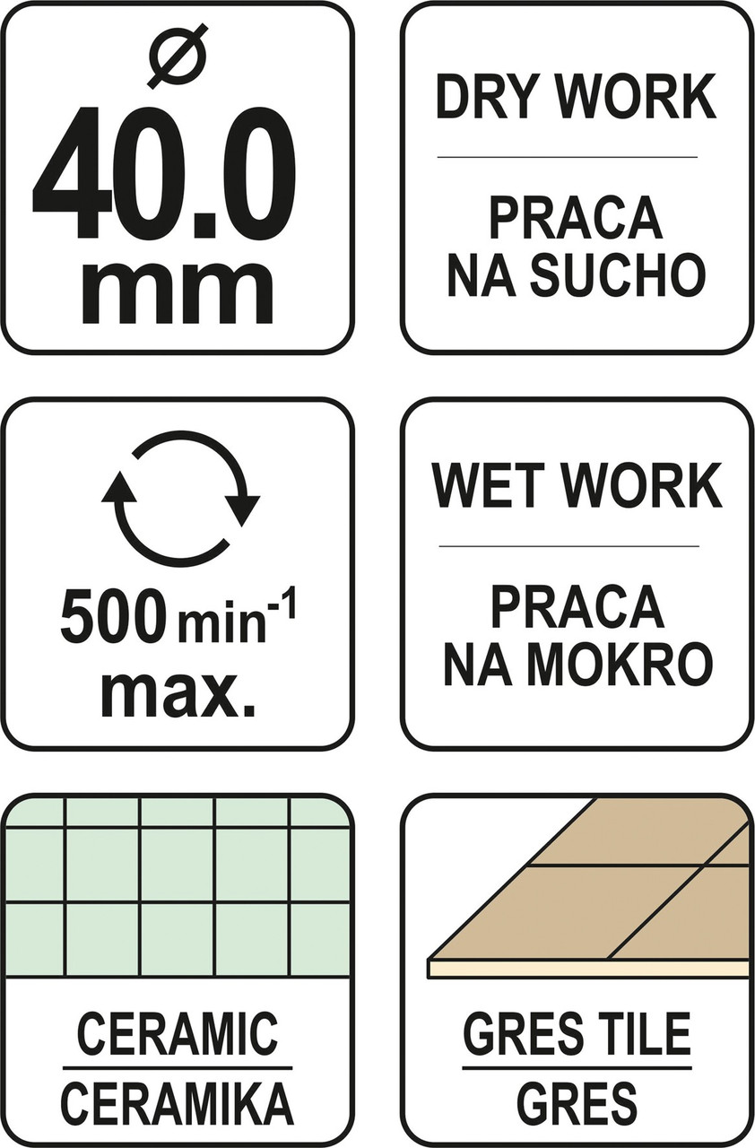 Сверло алмазное по керамограниту 40мм "Yato" YT-60431 - фото 4 - id-p118876004