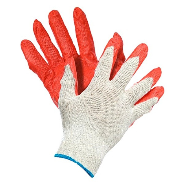 Трикотажные х/б перчатки с одинарным латексным покрытием