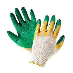 Трикотажные х/б перчатки с двойным латексным покрытием