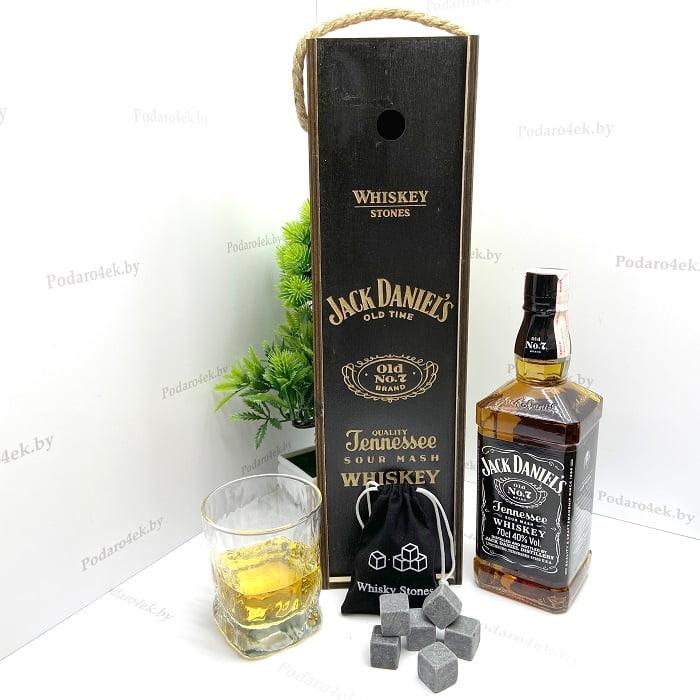 Подарочный набор для виски «JD» со стаканом и камнями - фото 1 - id-p95846449
