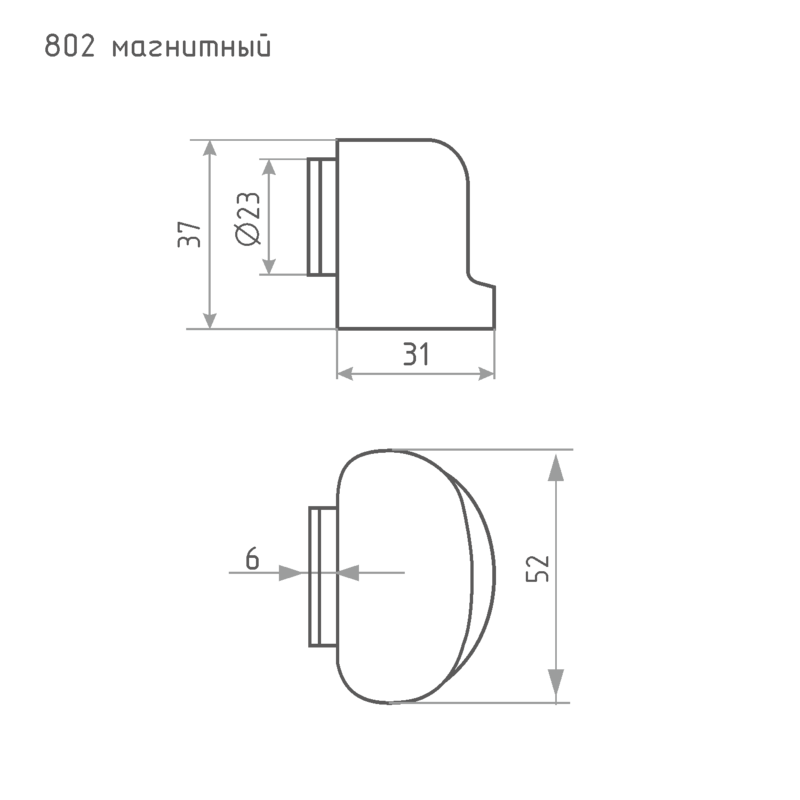 Ограничитель магнитный Нора-М 802 (хром) - фото 2 - id-p118922412