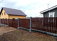 Забор из металлоштакетника и на сборном фундаменте, аг. Озеро  - февраль 2020г