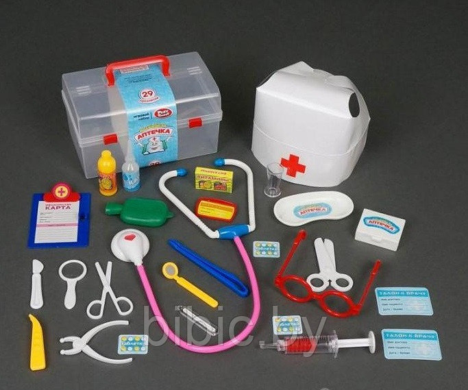 Детский игровой набор доктора "Волшебная аптечка" 29 предметов в удобном кейсе. Игровой набор врача для детей