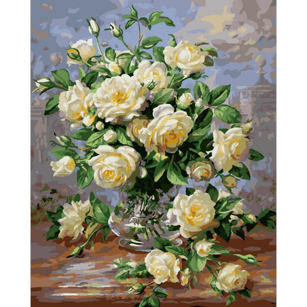 Картина по номерам Букет белых роз (PC4050022) - фото 1 - id-p118961994