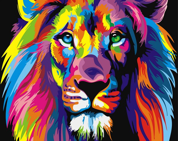 Картина по номерам Радужный лев (PC4050307)