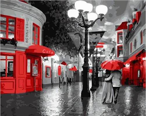 Картина по номерам Улица в красных красках (PC5065006)