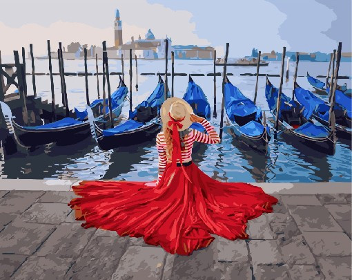 Картина по номерам Девушка у причала в Венеции (PC4050481) - фото 1 - id-p118962637