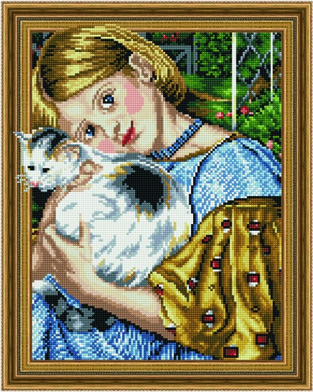 5D алмазная мозаика "Девочка с кошкой" (5PD4050031) - фото 1 - id-p118964896