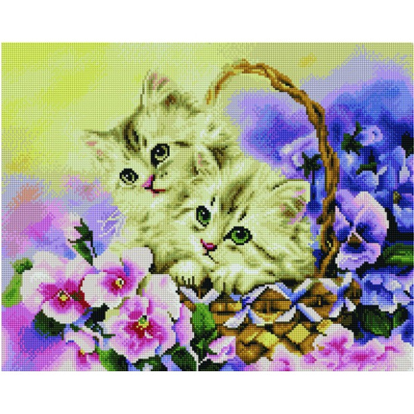 Картина стразами "Котята в лукошке"  (PD4050127)