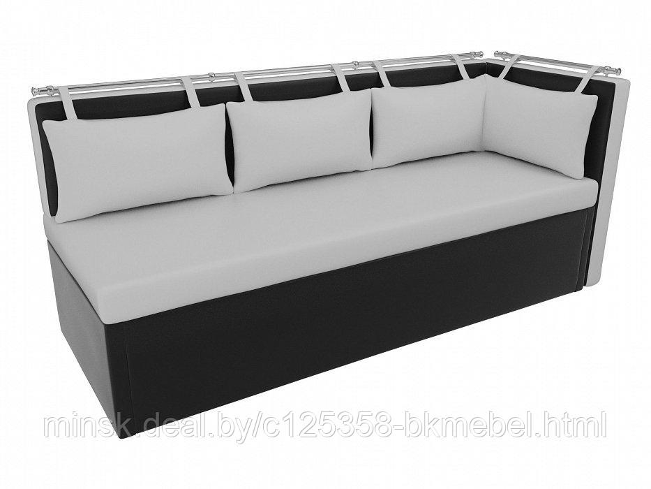 Кухонный диван Метро с углом Экокожа Белый\Черный - ЛигаДиванов - фото 2 - id-p118976315