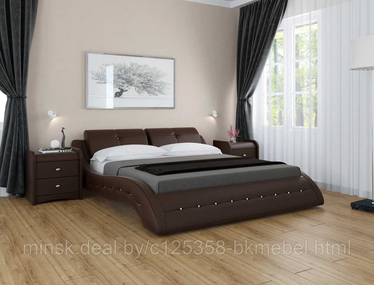 Кровать интерьерная Аврора с металлокаркасом 1600 экокожа - ТД БРАВОмебель