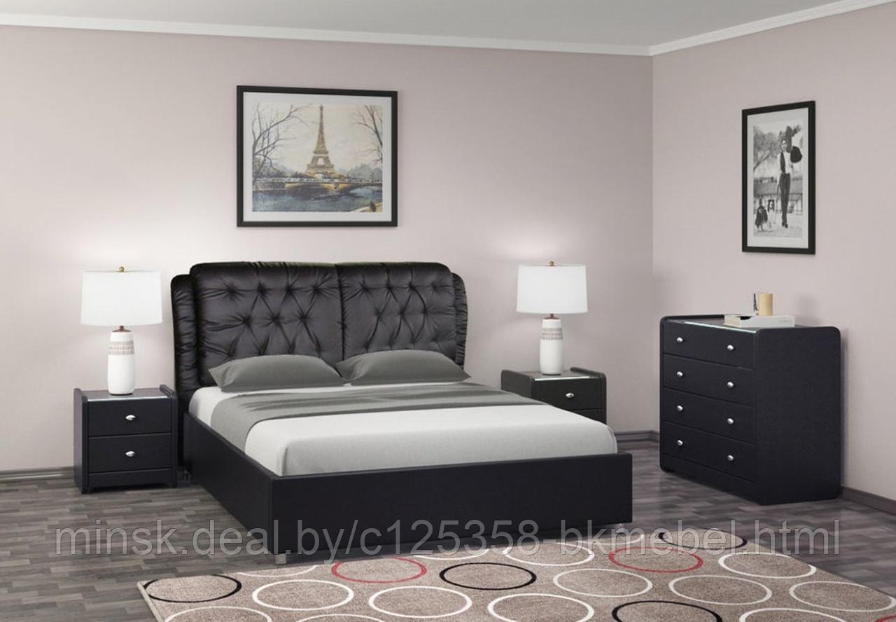 Кровать интерьерная Монако с подъемным механизмом 1600 экокожа черный - ТД БРАВОмебель