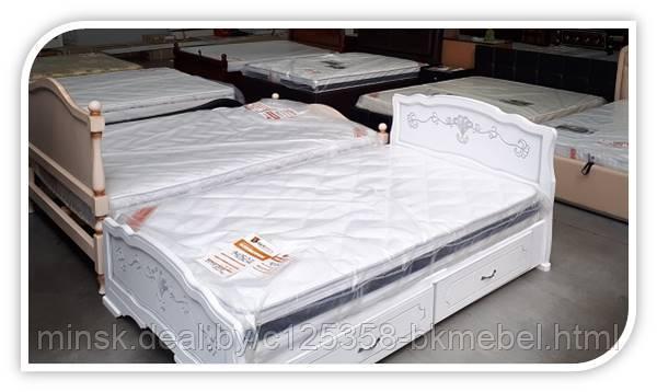 Кровать Карина-6 1600 дуб молочный с 2 выдвижными ящиками - ТД БРАВОмебель - фото 2 - id-p118978595