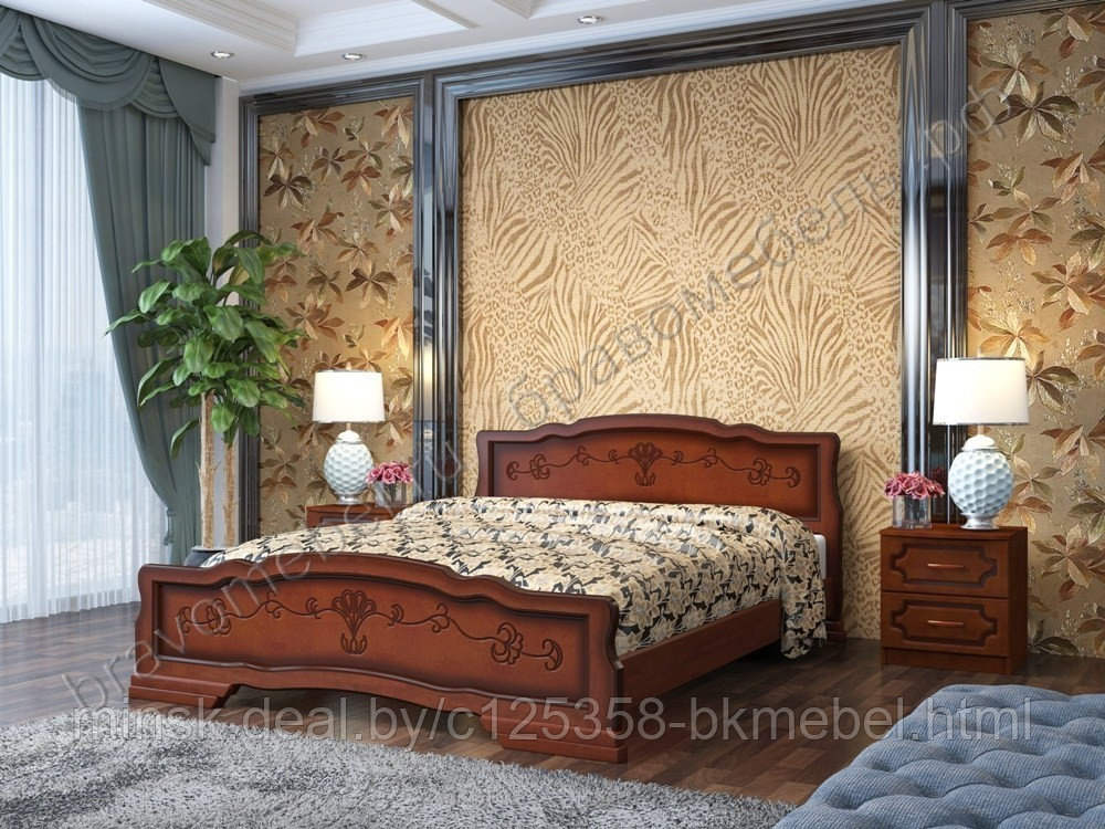 Кровать Карина-6 орех 1600 с 2 выдвижными ящиками - ТД БРАВОмебель - фото 1 - id-p118978682