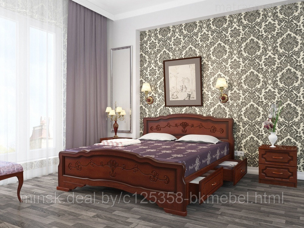 Кровать Карина-6 орех 900 с 2 выдвижными ящиками - ТД БРАВОмебель - фото 2 - id-p118978685
