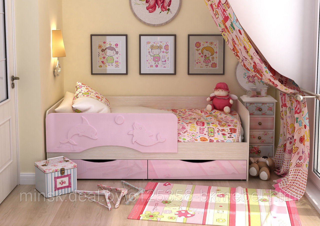 Кровать детская Алиса 1,8 розовый - Стендмебель